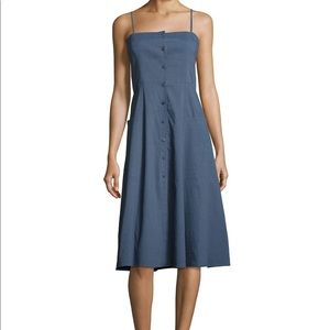 Theory Kayleigh Button-Front Midi Sun Dress Blue 0